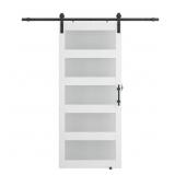 $258 30x84 5-Panel Frosted Glass White Barn Door