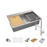 $429 33 in. Stainless Steel Kitchen Sink Set