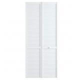$113 30x80 Louver Pine White Interior Bi-fold Door