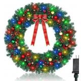 XunYee 48" Large Pre-lit Christmas Wreath