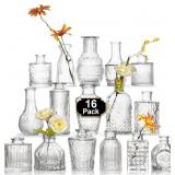 Arme 16Pcs Glass Bud Vase Set, Mini Vase