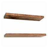 24x6x1.5-in Walnut Wood Floating Shelf Set