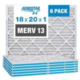 Aerostar 18x20x1 MERV 13 Air Filter, 6-Pack ***BOX