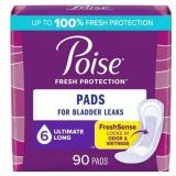 L Poise Incontinence Pads, 6 Drop, Long, 90 ct