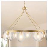 $189 Modern Glass Chandelier, 8-Light Gold