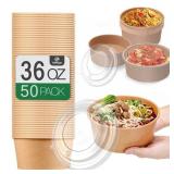 36Oz 50Pcs Large Paper Bowls with Lids