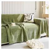 XX-Large:71"x 150" Dark Green Chenille Couch Cover