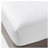 Queen Cotton Sateen Fitted Sheet White