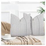 Farmhouse Pillow Covers 20x20, Navy, Beige