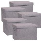 (X2) 5 Pack Large Foldable Storage Box with Lids