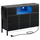 Dresser for Bedroom with Led Light & 8 Drawers