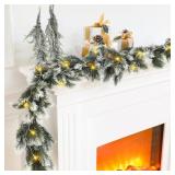 Chuangdi 6 Pack 9ft Pre-lit Flocked Garland ***BOX