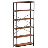 5-tier Kemanner 5-Tier Industrial Bookcase, Brown.