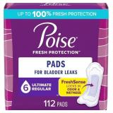 Poise Pads, 6 Drop, Ultimate, 112 Count