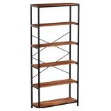 5-tier Kemanner 5-Tier Industrial Bookcase, Brown.