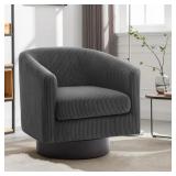 $186 APPLEWOLD UPHOLSTERED CORDUROY SWIVEL BARREL