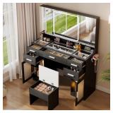 $230 MAKEUP VANITY DESK WITH LED MIRROR & POWER OU