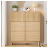 $160 NATURAL WOOD SHOE STORAGE CABINET WITH 6 FLIP