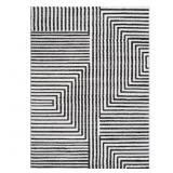 2 3X12  CREAM BLACK MODERN MAZE AREA RUG