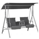 $190 2-SEAT PATIO SWING CHAIR WITH ADJUSTABLE CANO