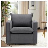 LOURETHA 34" FABRIC SWIVEL ACCENT CHAIR WITH REMOV