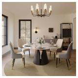 $840 TIROSS MID-CENTURY FAUX LEATHER GRAY DINING C