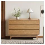 $300 47.2" OAK 6-DRAWER DRESSER WITH ROUNDED CORNE