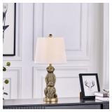 23" GREY RESIN MEERKATS TABLE LAMP WITH LINEN SHAD