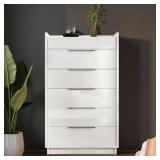 HIGHGLOSS 50.2" TALL 5 CHEST DRESSER OF DRAWERS WI
