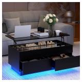 $170 CHAPPA LIFT TOP COFFEE TABLE WITH MULTIFUNCTI