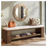 $250 63" W UPHOLSTERED BENCH WITH OPEN STORAGE