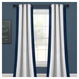 BLOCK BORDER POLYESTER BLACKOUT CURTAIN SINGLE PAN