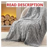 BEDSURE CHENILLE CABLE KNITTED THROW BLANKET FOR C