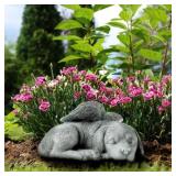 HUXLEY SLEEPING ANGEL DOG MEMORIAL STONE - RESIN G