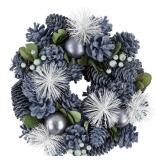 BLUE PINECONE AND PINE NEEDLE CHRISTMAS WREATH 10-