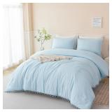 PERFEMET 5 PIECES FULL BED IN A BAG LIGHT BLUE POM