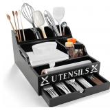KITCHEN UTENSIL HOLDER WITH DRAWER, FARMHOUSE SPAT