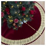 60-INCH VENETIAN GILDED VELVET CHRISTMAS TREE SKIR