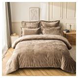 FREDSURE DISTRESSED VELVET COMFORTER SET, 5 PIECES