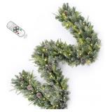 9FT PRELIT CHRISTMAS GARLAND DECORATIONS SNOW WITH