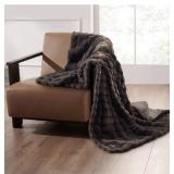 BROOKSTONE HEATED OVERSIZED TEXTURED FAUX FUR THRO