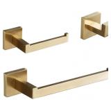 BEELEE GOLD BATHROOM ACCESSORIES SET: 3-PIECE HARD