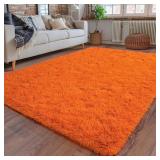 AREA RUGS FOR BEDROOM, 4X6 FT, MODERN ORANGE RUG,