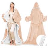 WEARABLE HEATED BLANKET WITH FOOT POCKET, ELECTRIC