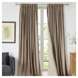 PRIMROSE BLACKOUT TAUPE VELVET CURTAINS, 52'W X 90