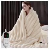 HEATED THROW BLANKET, FAUX FUR COZY HEATING BLANKE