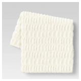 50'X60' RUCHED FAUX RABBIT FUR THROW BLANKET CREAM