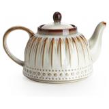 SWEESE CERAMIC TEAPOT, BEADED RETRO FLOWER GLAZE,