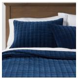 FULL/QUEEN CHANNEL STITCH VELVET QUILT NAVY - THRE