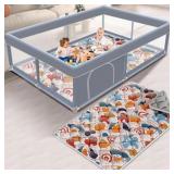 65 X 50 INCH BABY PLAYPEN WITH MAT, PLAYPEN FOR BA